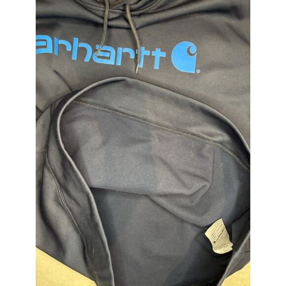 Carhartt Force Hoodie Mens L Large Navy Blue Relaxed Fit Pullover Sweatshirt - Picture 5 of 10